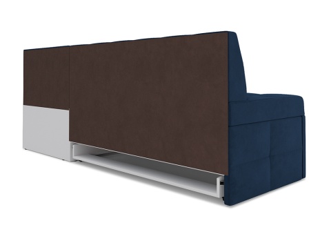 Кухонный угловой диван дельфин Атлантис велюр темно-синий