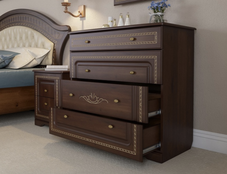 Спальный Гарнитур Диана Орех Экко/Патина Золото