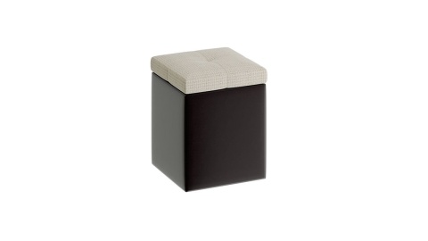 Пуф Домино №1 Кожзам Темный+Ткань Светлая /Ш-370 × Г-370 × В-485 мм